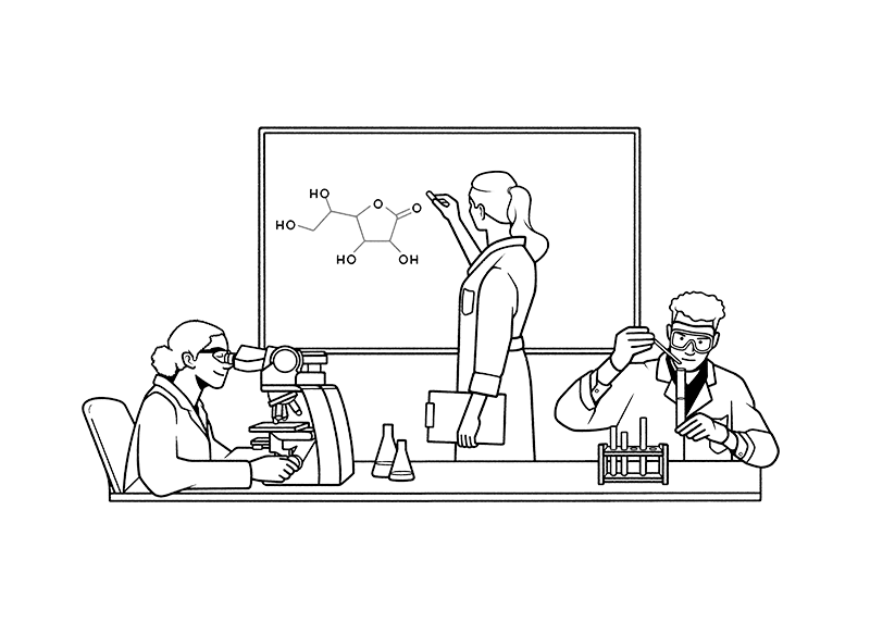 College students in a science lab doing research